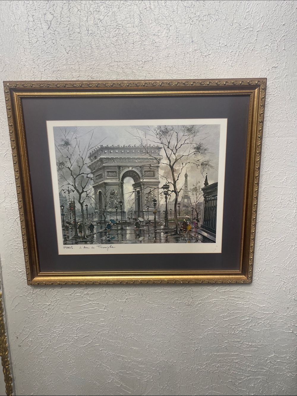 Vintage Maurice Legendre Paris L’Arc de Triomphe Lithograph Framed